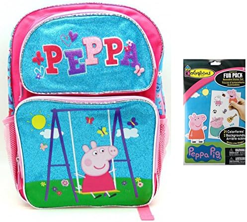 Peppa Pig 16" Backpack &amp; Peppa Pig Colorforms Reusable Stickers