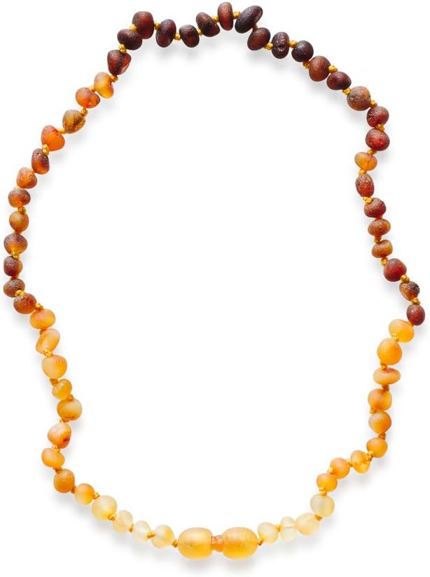 Meraki Amber Necklace - Raw Unpolished Baroque Amber Necklace | Certified Genuine Amber Necklace | Rainbow Color (11.5 Inches): Health & Personal Care