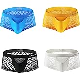 Evankin Men's See Through Sexy Boxer Briefs Underwear Male Mesh Pants Lingerie Bikini Underwearpants