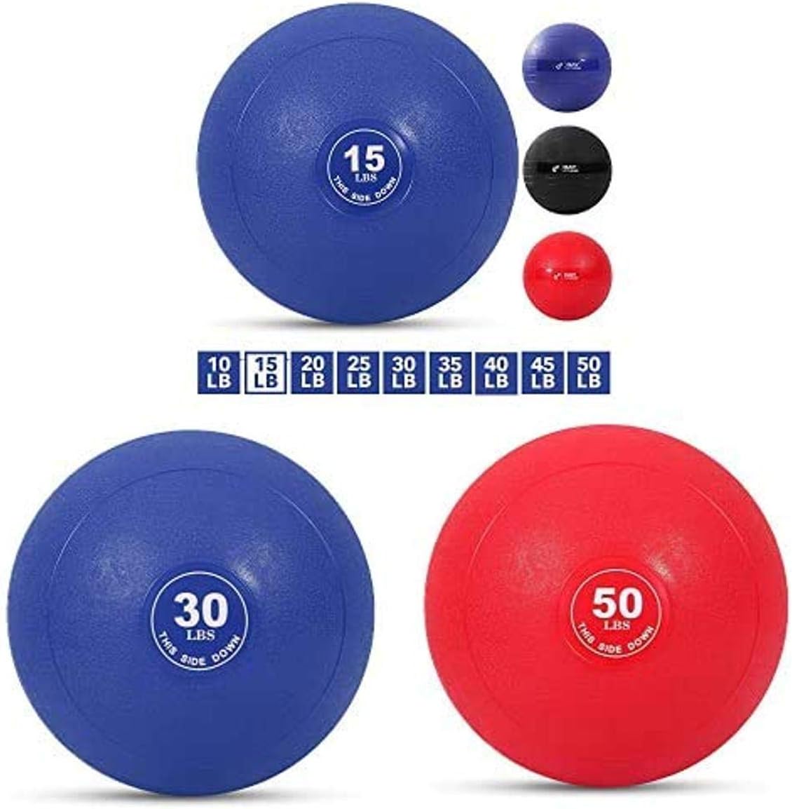 Day 1 Fitness Weighted Slam Ball Set 15lb, 30lb and 50lb