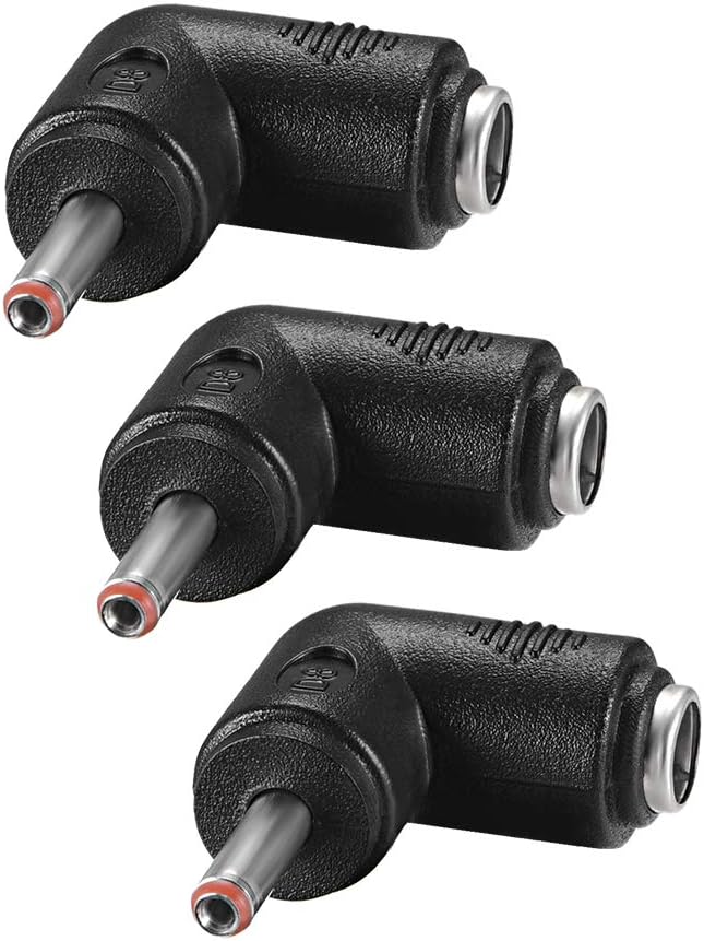 sourcing map 3Pcs DC Power Connector Adapter 90 Degree Angle 5.5mm x 2.1mm Female Jack to 3.5mm x 1.35mm Male Plug Coupler Converter for Laptop CCTV Camera strip lighting