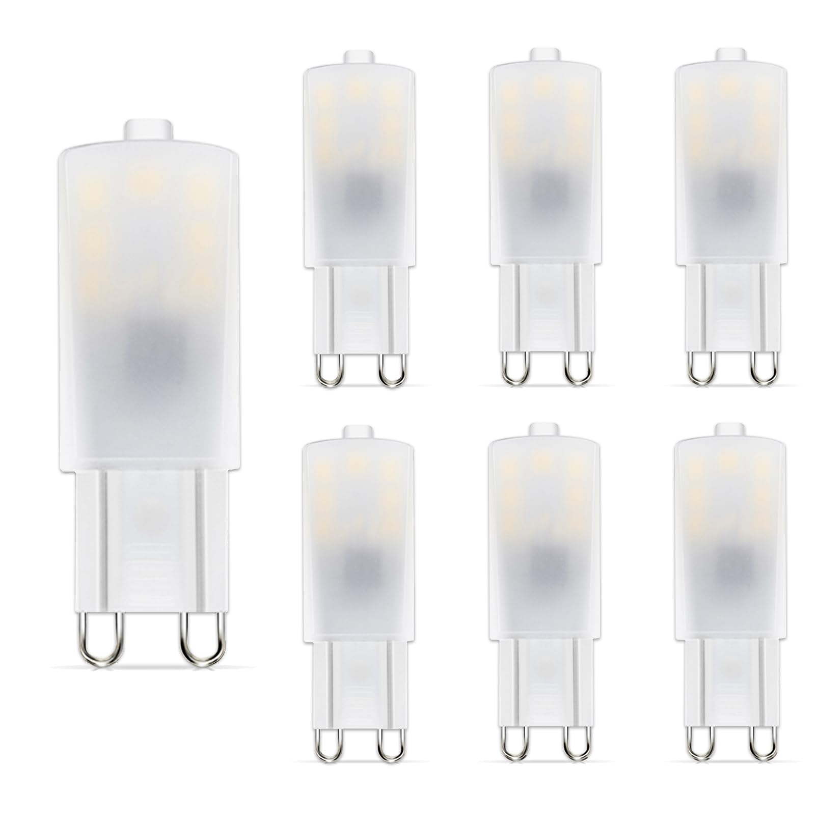 Noobibaba G9 LED Bulbs Cool White, Inlight 240V 2.5W Capsule Bulb 6000K, Replace G9 Halogen Bulbs 25W, Non-Dimmable for Living Room Kitchen Lights 6-Count