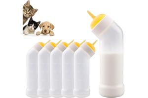 JIAXIX Pet Nursing Bottle for Newborn Animals,Kitten Bottle Feeding Kit Silicone Nipple for Kittens Puppys Rabbits Squirrel (Yellow, Medium)