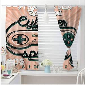 RenteriaDecor Gamer Wide Blackout Curtains Vintage Video Game