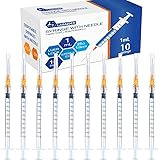 10 Pack 1ml Syringes with Needle - 25G, 1.0 inch