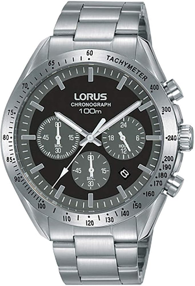 lorus men's stainless steel bracelet chronograph watch