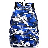 Lmwzh Backpack For Boys Girls Elementary Waterproof teen School Bags Kids Bookbag Lightweight Camo Blue