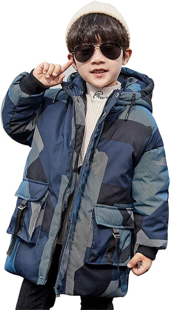 Amazon 子供服 ダウンジャケット コート パーカー 綿服 男の子 ダウンコート フード付き 子供 ジャケット ウィンドブレーカー 防寒着 中綿コート 防風 アウター 中綿ジャケット ロング丈 カジュアル 秋冬 ジャケット 110 160cm コート ジャケット 通販