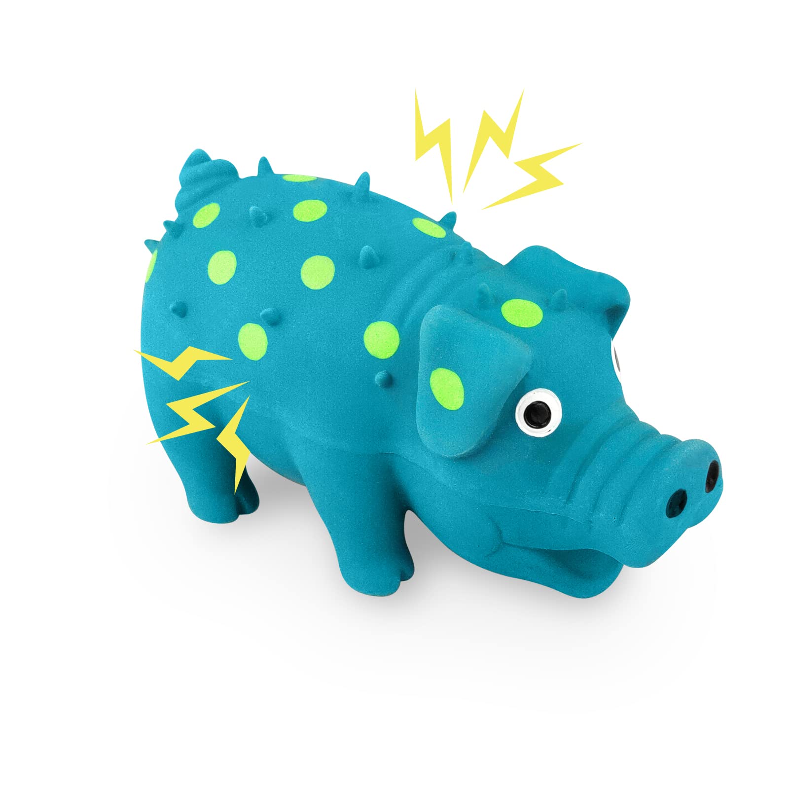 Andiker Natural Latex Dog Squeaky Toy, Pig-Shaped Dog Chew Toys for Teeth Cleaning, Mini Puppy Chew Toy for Small Dogs to Relieve Stress and Reduce Boredom (blue)