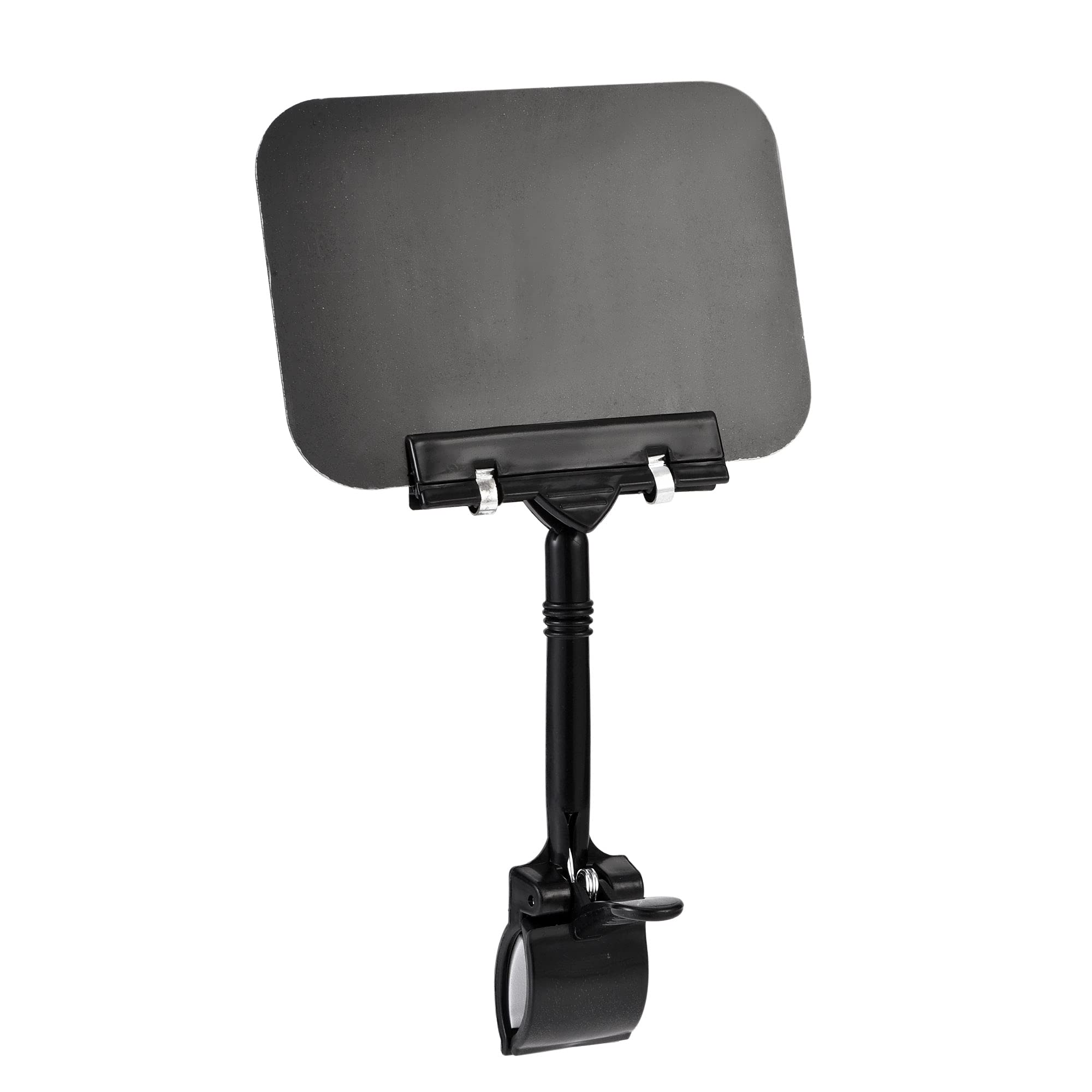 sourcing map Plastic Merchandise Sign Clip, Rotatable Clip-on Holder Stand, Price Tags with Display Board Black 8.5x16.5cm (WxH) Pack of 4pcs