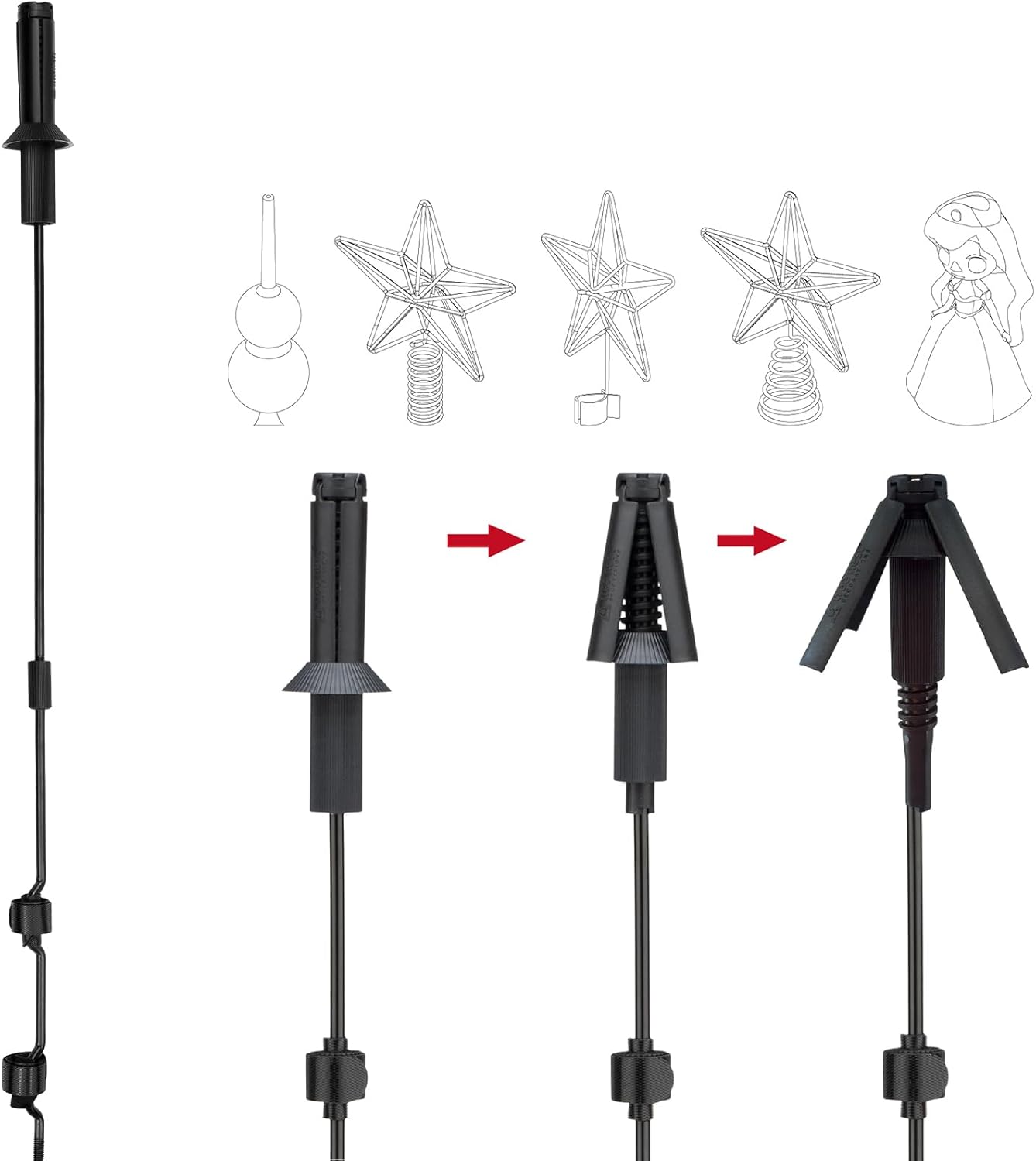 Tree Toppers - Christmas Tree Topper Holder Adjustable Tree Topper Stabilizer Fits All Base Types for Christmas Tree Festival Treetop Decorations