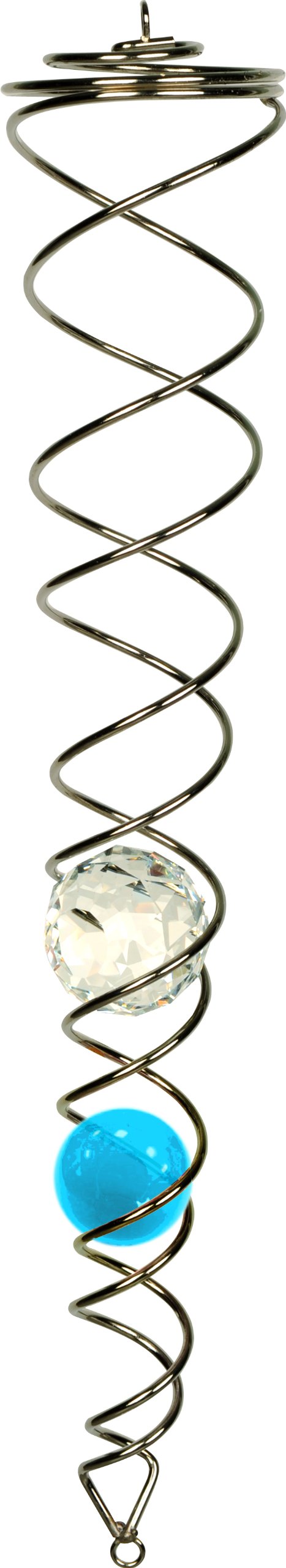 NATURE'S MELODY - Crystal Swirl Wind Chime, Approx. 18 inches/approx. 45 cm silver with an aqua/light blue and clear crystal glass stone