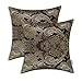 Pack of 2, CaliTime Supersoft Throw Pillow Covers Cases for Couch Sofa Home Decor, Vintage Damask Floral, 18 X 18 Inches, Coffee