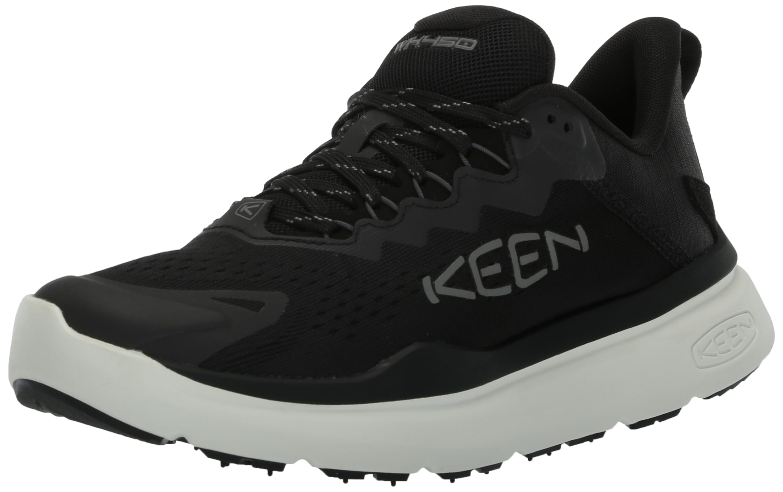 KEEN Women’s WK450 Comfortable Durable Lightweight Breathable Walking Shoes, Black/Star White, 9.5