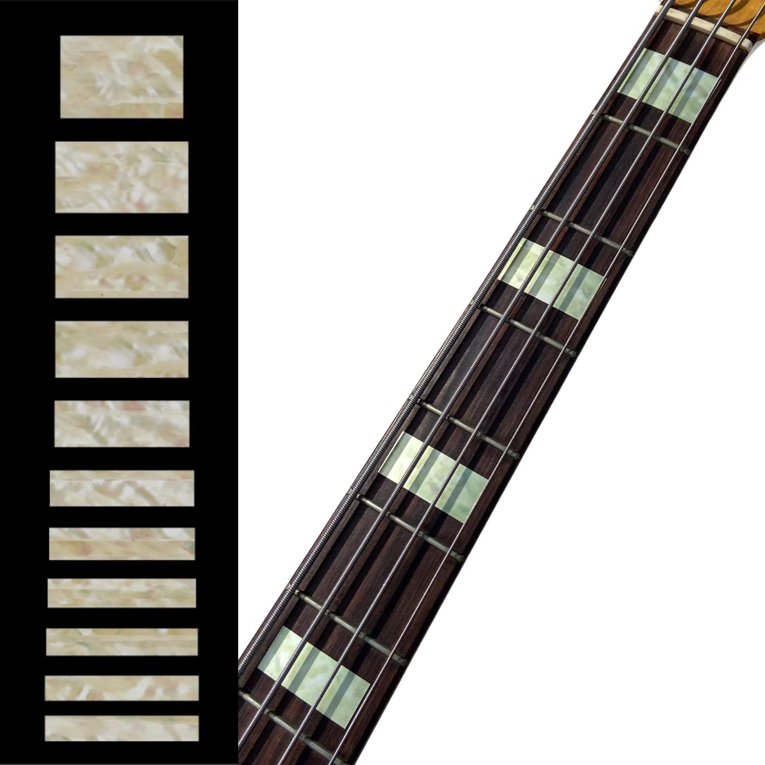 Inlay Sticker Fret Markers for Guitars & Bass - Jazz Bass Blocks - Aged White Pearl,FB-101J-AW