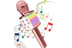 Wireless Bluetooth Karaoke Microphone, Rechargeable Battery, Colorful LED Lights, Portable Handheld Singing Karaoke Mic Speak
