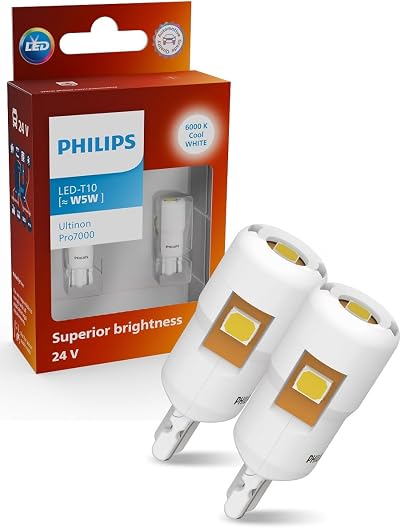 Philips Ultinon Pro7000 LED WY5W Amber T10 12V Signalling Bulb
