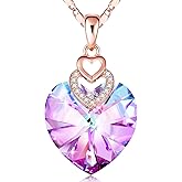 PLATO H 3 Hearts Crystal Necklace for Women, Pendant Engraved Love You - Christmas Wedding Gifts for Her Anniversary Mother's Day Valentine’s Day Birthday - in Gift Box