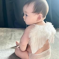 2PCS White Baby Angel Wings with Headband, Newborn