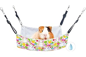 BESNEW Enlarged Guinea Pig Hammock,Summer Guinea Pig Cage Accessories Ferret Rat Waterproof Hanging Hammock for Small Animals Hiding Sleeping,Adjustable Length 13.8x13.8 in
