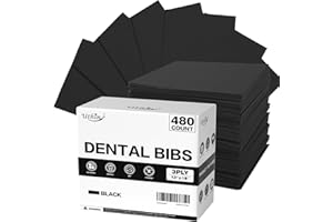 UTHIN Disposable Dental Bibs 13"x18"（480Pack） - 3 Ply Waterproof Tattoo Bib Sheet for Patients - Dentist Tray Cover and Nail Table Cover Supplies, Black