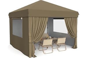 VerisShade 10x10 Pop Up Canopy Tent Outdoor Canopy with 4 Removable Sidewalls Heavy Duty Commercial Instant Tent Shelter Khaki