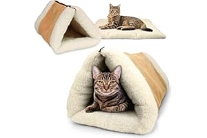 PARTYSAVING |2 Pack| PET Palace 2-in-1 Pet Bed Snooze Tunnel and Mat for Pets Cats Dogs and Kittens for Travel or Home, APL1354, Beige