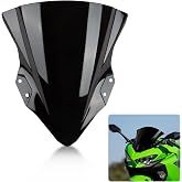 PSLER Double Bubble Windshield for Ninja 400 250 EX400 2018-2026 Black | High-quality ABS plastic, protects from wind, debris, bugs, durable design for long-distance motorcycle riding