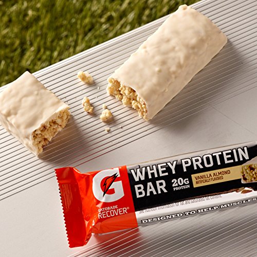 Gatorade Whey Protein Bars, Vanilla Almond, 2.8 oz bars (Pack of 12