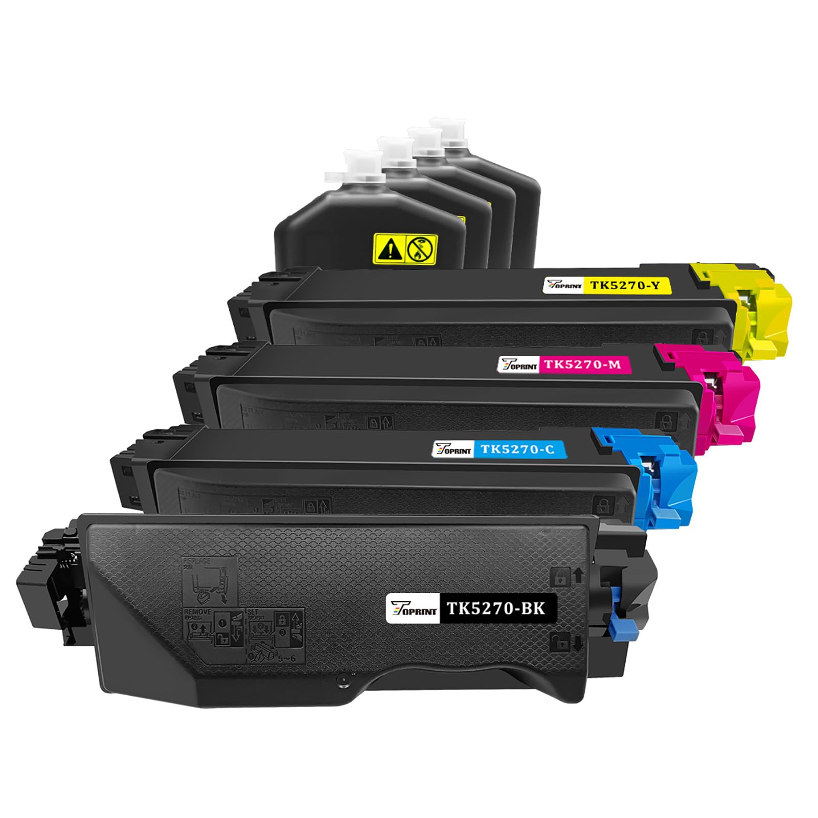 TOPRINT 4 Colors Set Compatible Toner Cartridges TK5270 TK 5270 TK-5270 8000 Pages for Black & 6000 Pages for CMY for Kyocera ECOSYS M6230cidn M6230cidnt P6230cdn M6630cidn Printers