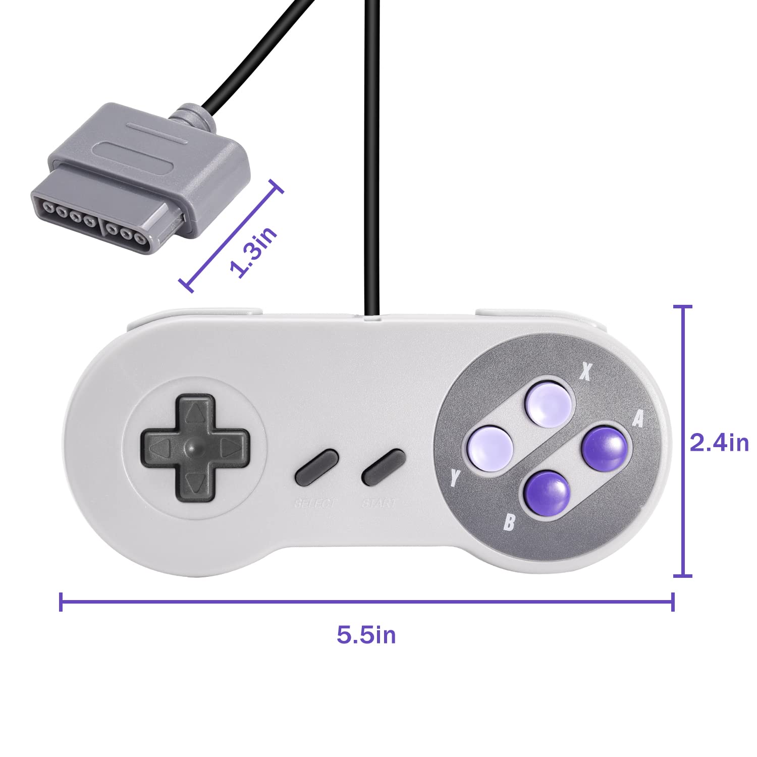 2 Pack Retro Wired Controller for SNES Original Console, kiwitatá Remote Wired Gamepad Controller Compatible with SNES Super Entertainment Game Console System