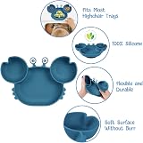 Vicloon Baby Suction Plate Dark Blue Silicone Non Slip Divided Plate view 3