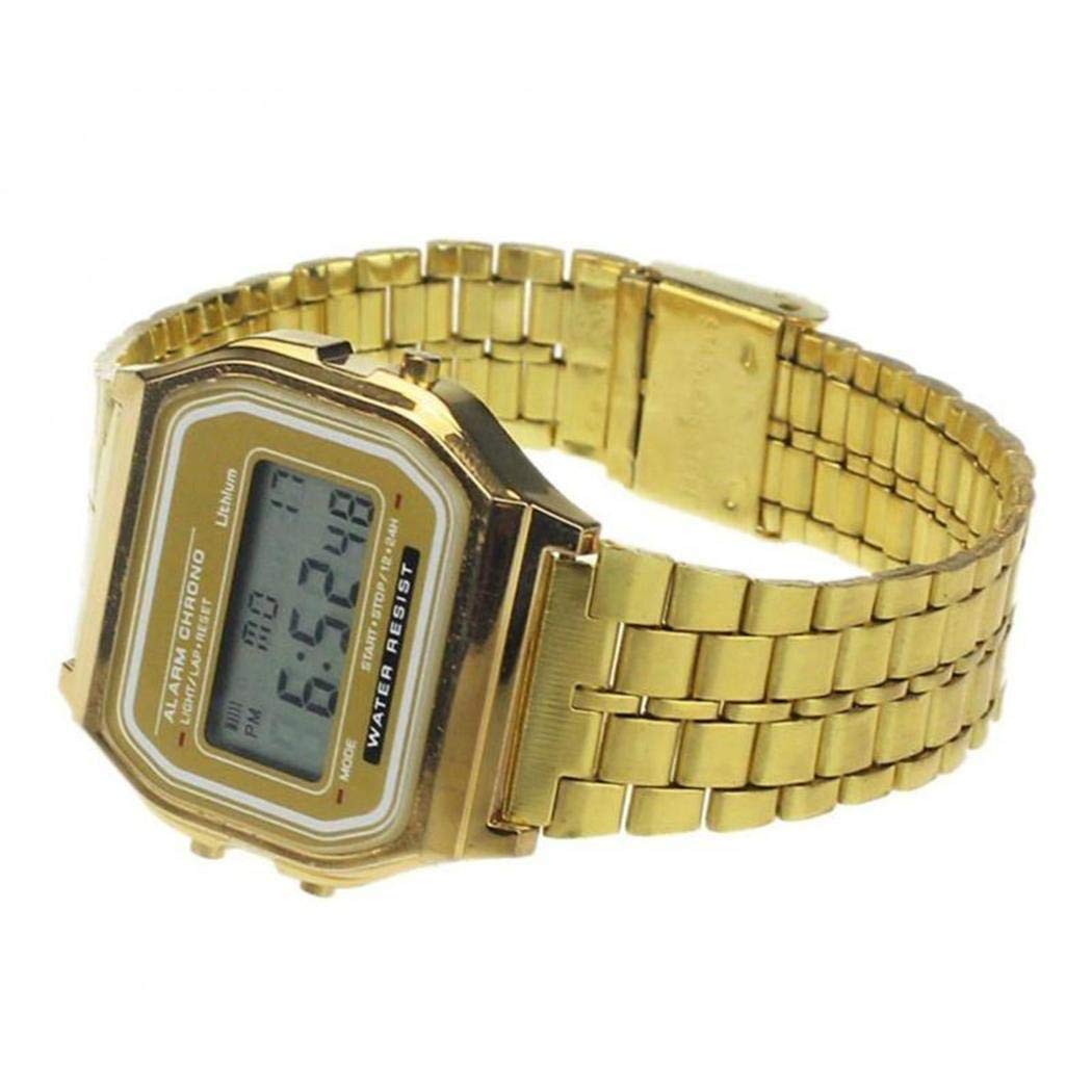Siaodm Retro Classic Stainless-Steel Quartz Wrist Watch with LCD Digital Dial