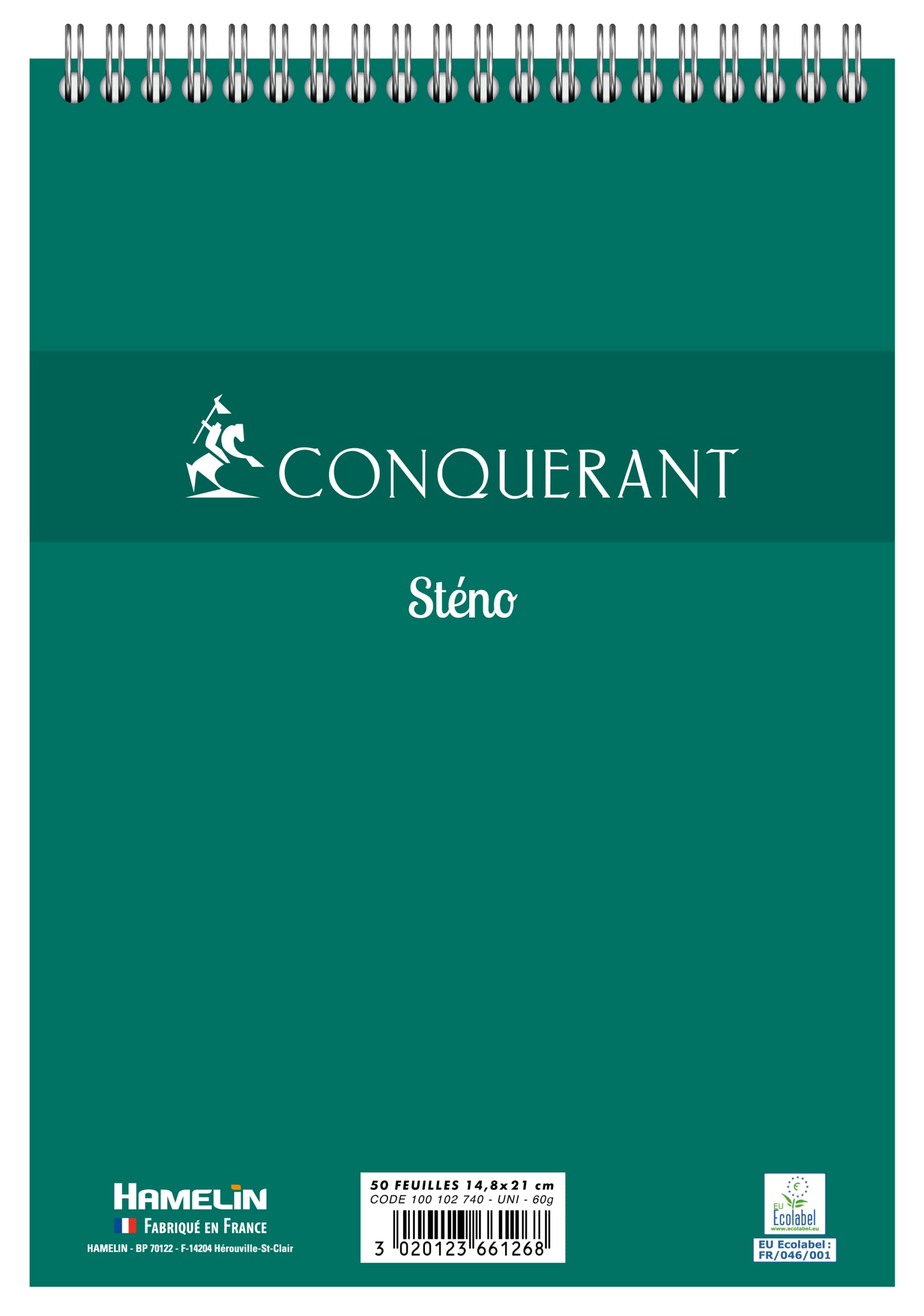 Hamelin Conquerant A5 100 Page Blank Stereo Notebook - Green Card (Pack of 10)