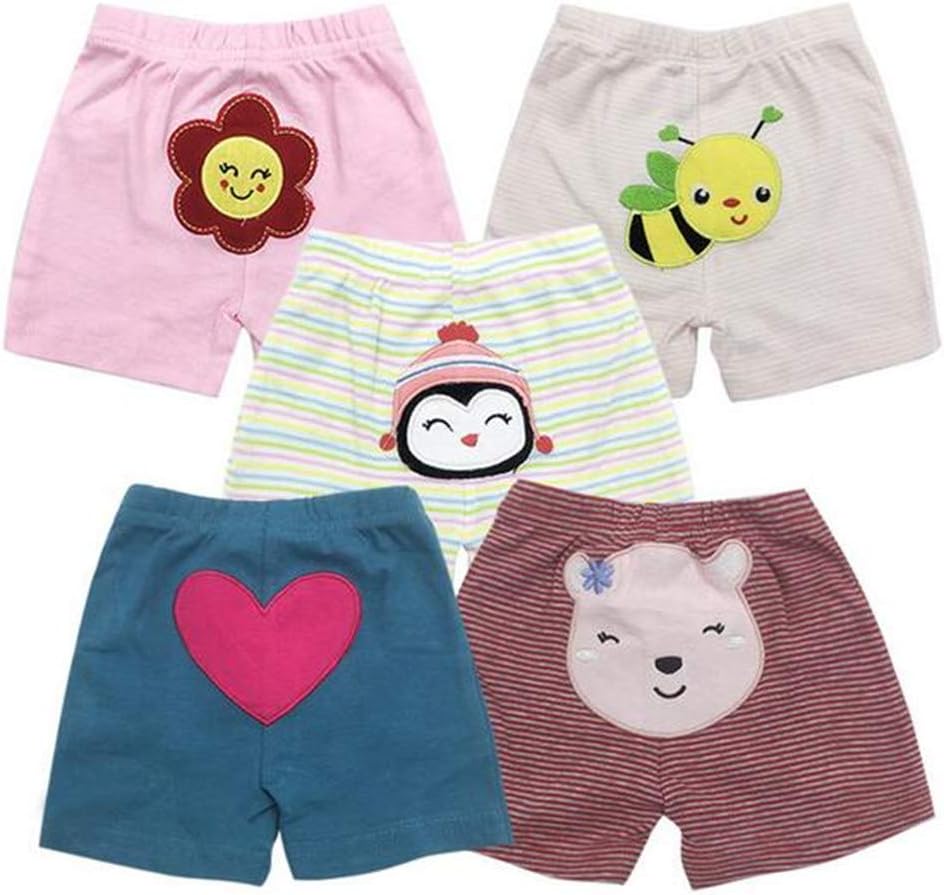 Alsmiley Unisex Baby 5-Pack Long Pants Newborn to Toddler Cotton Shorts Gift Set