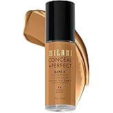 Milani Conceal + Perfect 2-in-1 Foundation + Concealer for a Flawless Complexion, Under Eye Corrector, Cover Redness and Imperfections, Waterproof and Sweatproof - Amber