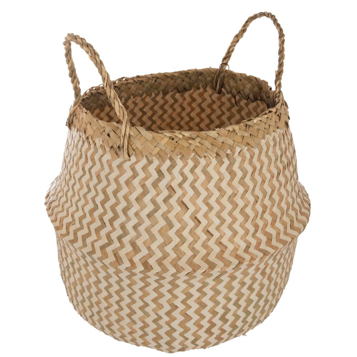 Seagrass Basket with White Pattern