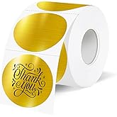 WANGHENG 1.5 Inch Thermal Labels,Holographic Circle Direct Thermal Stickers,for Address Design DIY Logo Business(300 pcs/Brushed Gold)