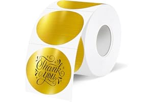 WANGHENG 1.5 Inch Thermal Labels,Holographic Circle Direct Thermal Stickers,for Address Design DIY Logo Business(300 pcs/Brushed Gold)