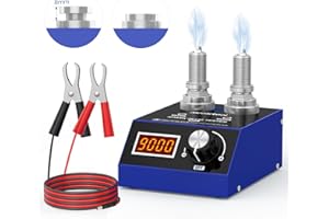 PLAYOCCAR 110V/220V Spark Plug Tester - Dual Hole Automotive Ignition Plug Tester for Long Spark Plugs, Frequency 500~9000RPM, Petrol Car Spark Plug,with Display, for 12V/24V Cars