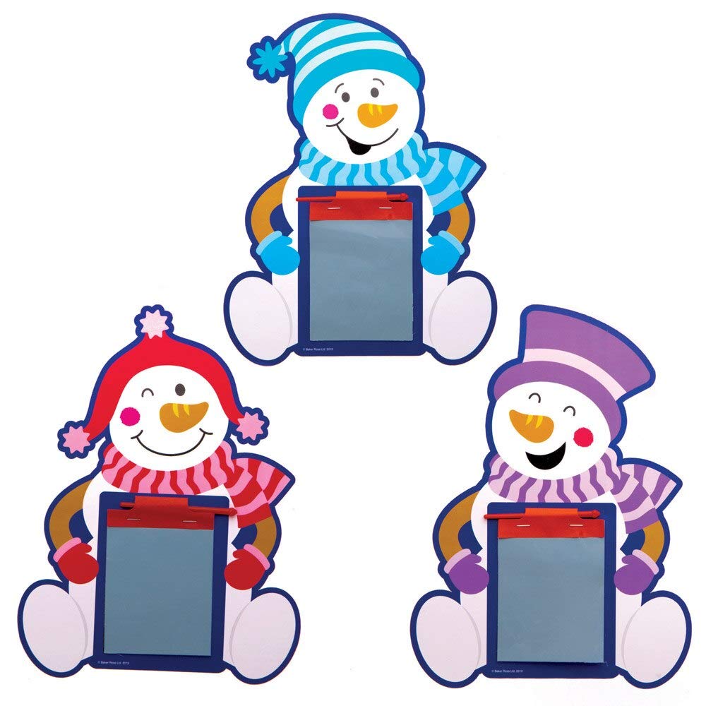 Baker Ross AT259 Jolly Snowman Magic Slates - Pack Of 8, Christmas Arts And Crafts