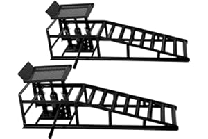ME2 2PCS Auto Car Truck Service Ramps Lifts,10000lbs(5T) Garage Car Lift Hydraulic Vehicle Ramps,Portable Car Ramps for Oil Changes High Lift,Lift Repair Frame Lift Height Adjust 9.8"-15" (Black)