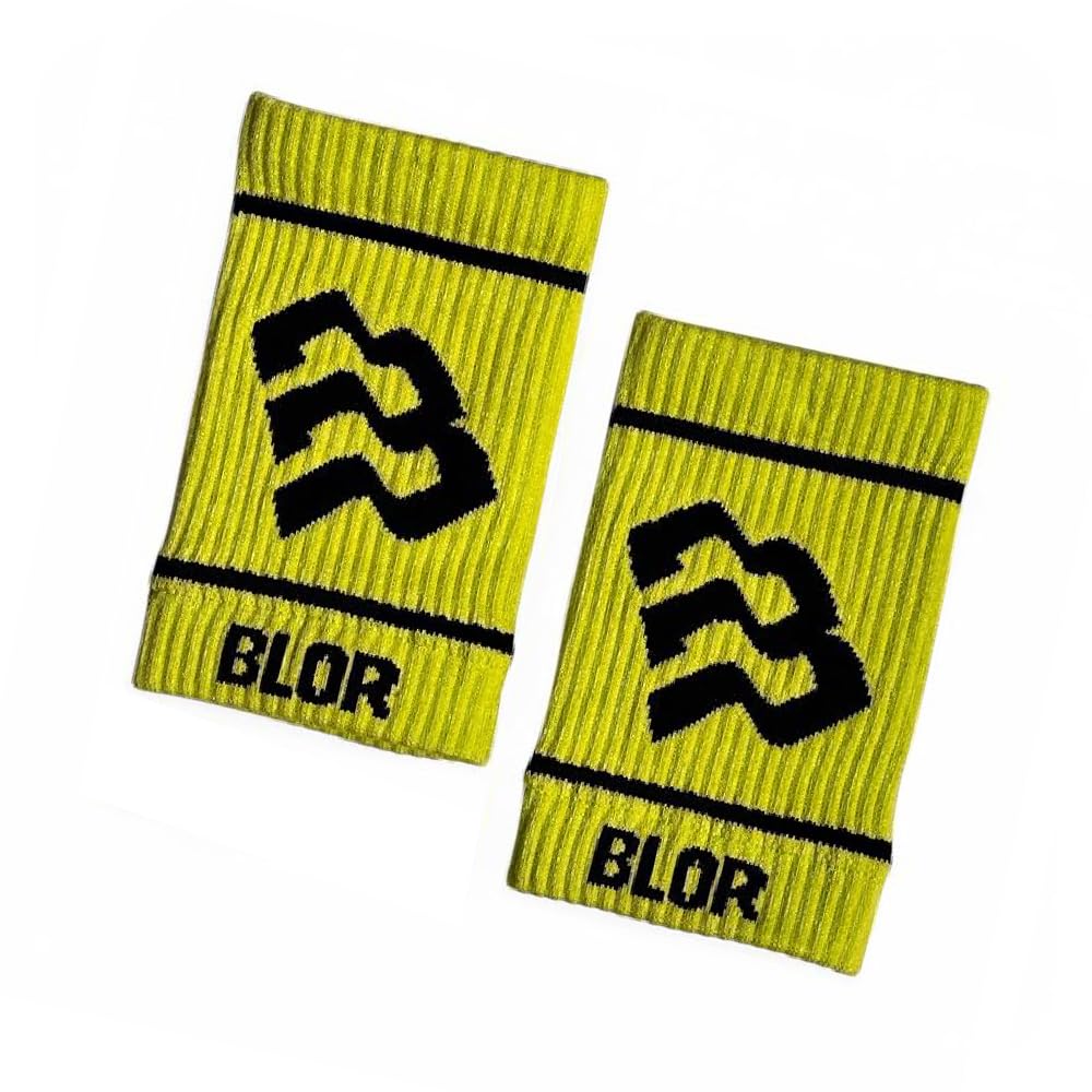 Blor Pro Wristbands in Resistant Fabric High Absorption One Size Fits Men and Women Washable Support for Weight Lifting and Crosstraining (Yellow)