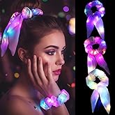 Woeoe Light Up Scrunchies, Polytail LED Hair Ties Glow in the Dark Party Favor Hair Accessroies for Women