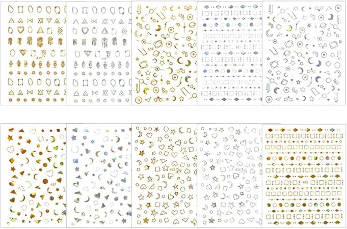 Amazon Frcolor ネイルシール 3d ネイルステッカー 金 月 星 デザイン ネイルアートシール ネイル用装飾 貼るだけ マニキュア アクセサリー 10枚セット ランダムパターン Frcolor シール ステッカー 通販