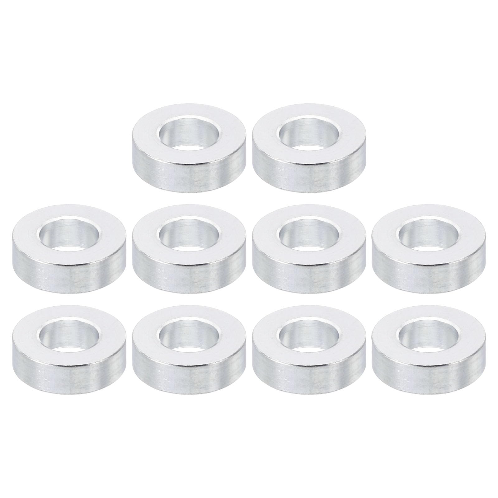 PATIKIL M8 Aluminum Spacers, 10 Pcs Metal Spacer Aluminum 8.2mm ID x 16mm OD x 5mm L Aluminum Spacer Screw Standoff Round for 5/16" or M8 Screw Bolts