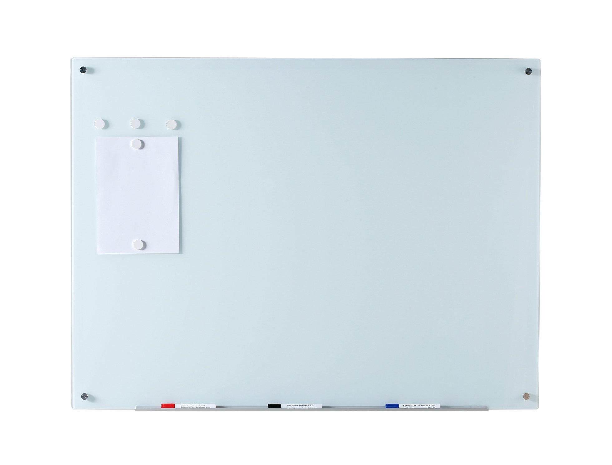 Magnetic Glass Dry-Erase Board Set - 80 cm x 110 cm - includes Board, 2 Magnets, and Aluminium Marker Tray