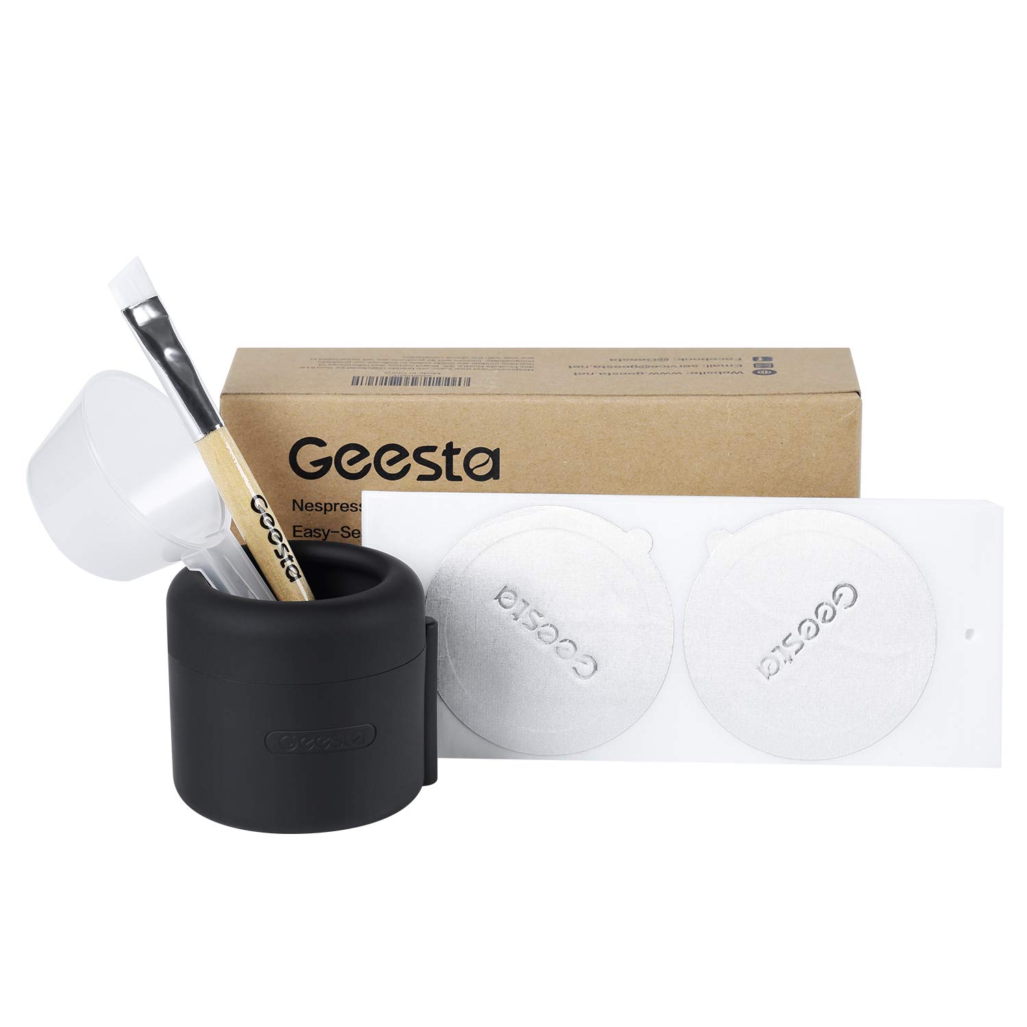 Photo 1 of Easy-Seal Coffee Capsule Refill Kit for Nespresso Vertuoline with a Brush, Scoop, Reusable Capsule Holder, and 80 Premium Foil Seals