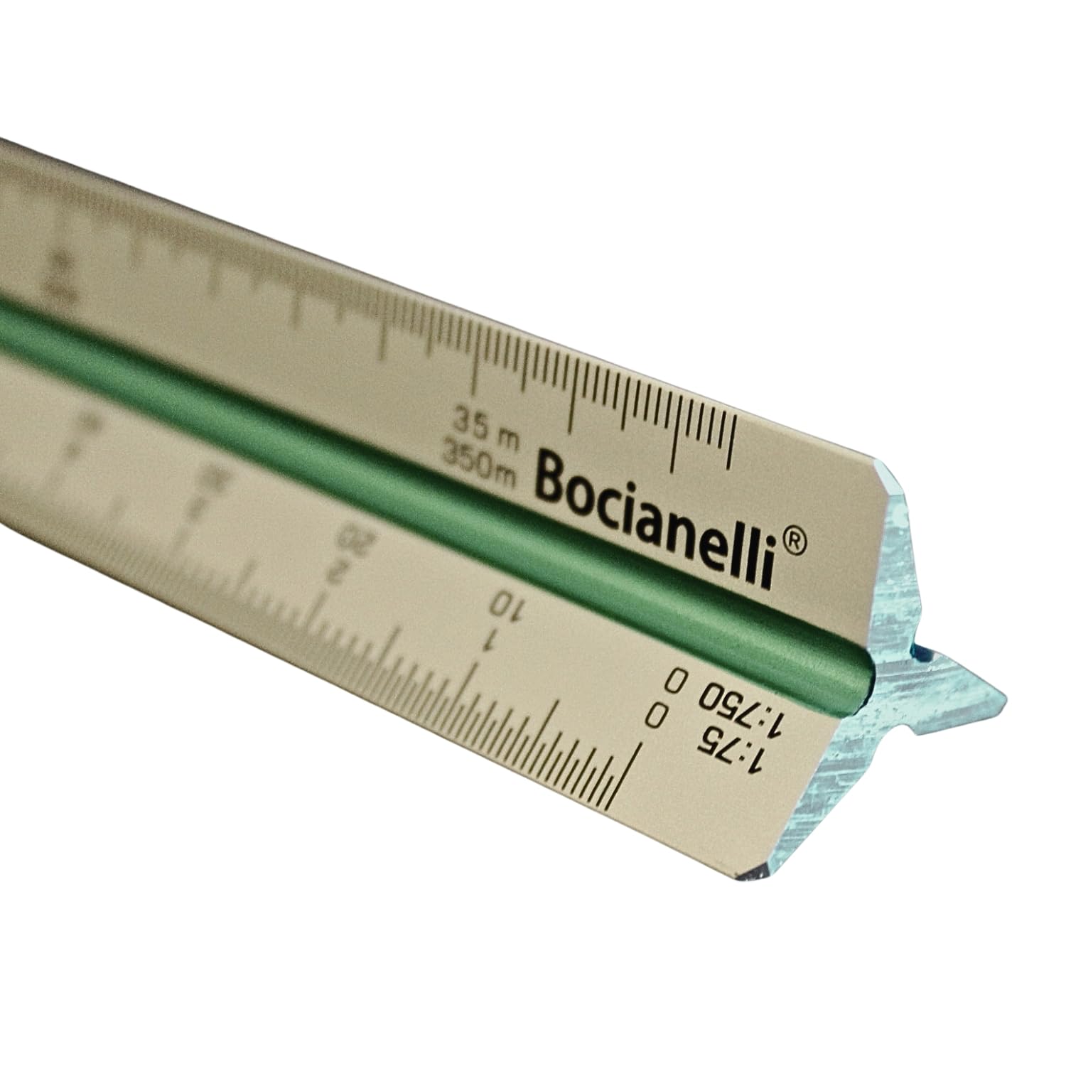 Bocianelli Aluminium 30cm Metric Ruler for Architects, 12 Scales, Silver, Black/Green/Red