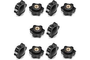 MroMax Star Head Clamping Knob Handle-M5 x 25mm Female Threaded Black Plastic Screw-On for Mechanical Equipment 10Pcs